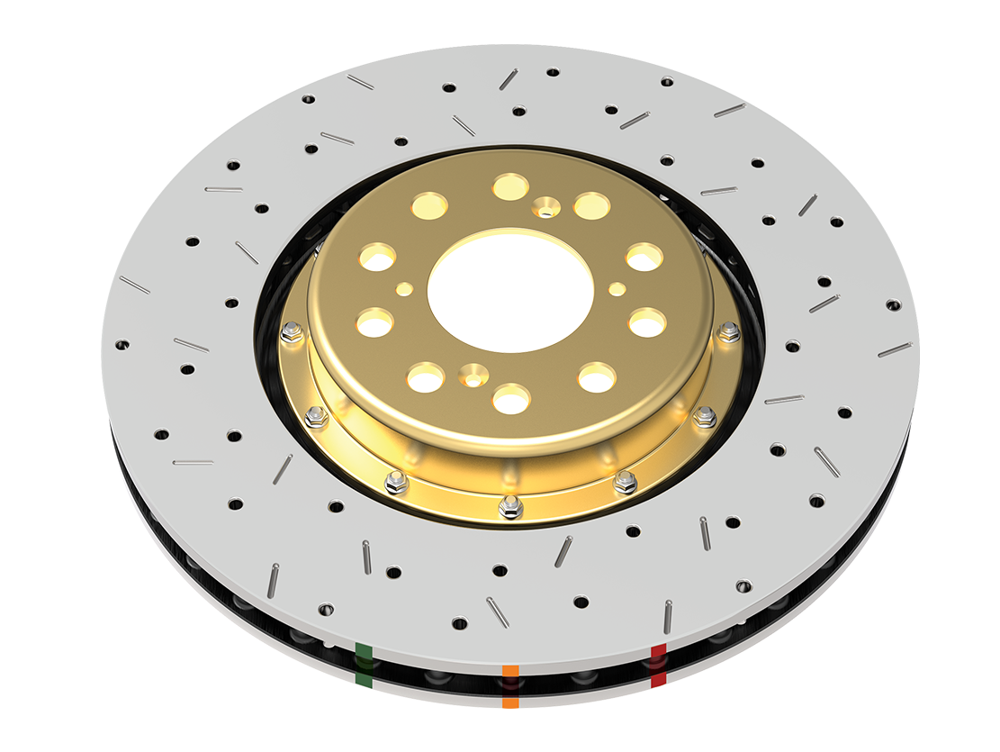 5000 series cross drilled and slotted gold brake rotor