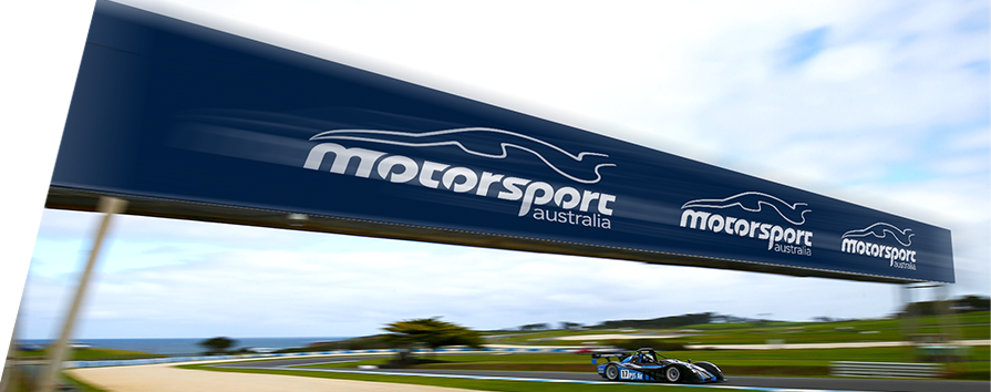 Motorsport Australia logo at a race track